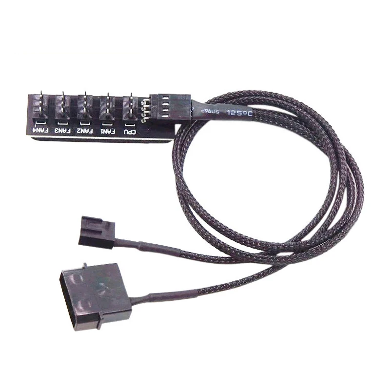 5-in-1 Cooling Fan Cable Splitter HUB PWM2510 Nylon Network 4PIN Independent Power Supply Fan Converter Computer Extend Adapter