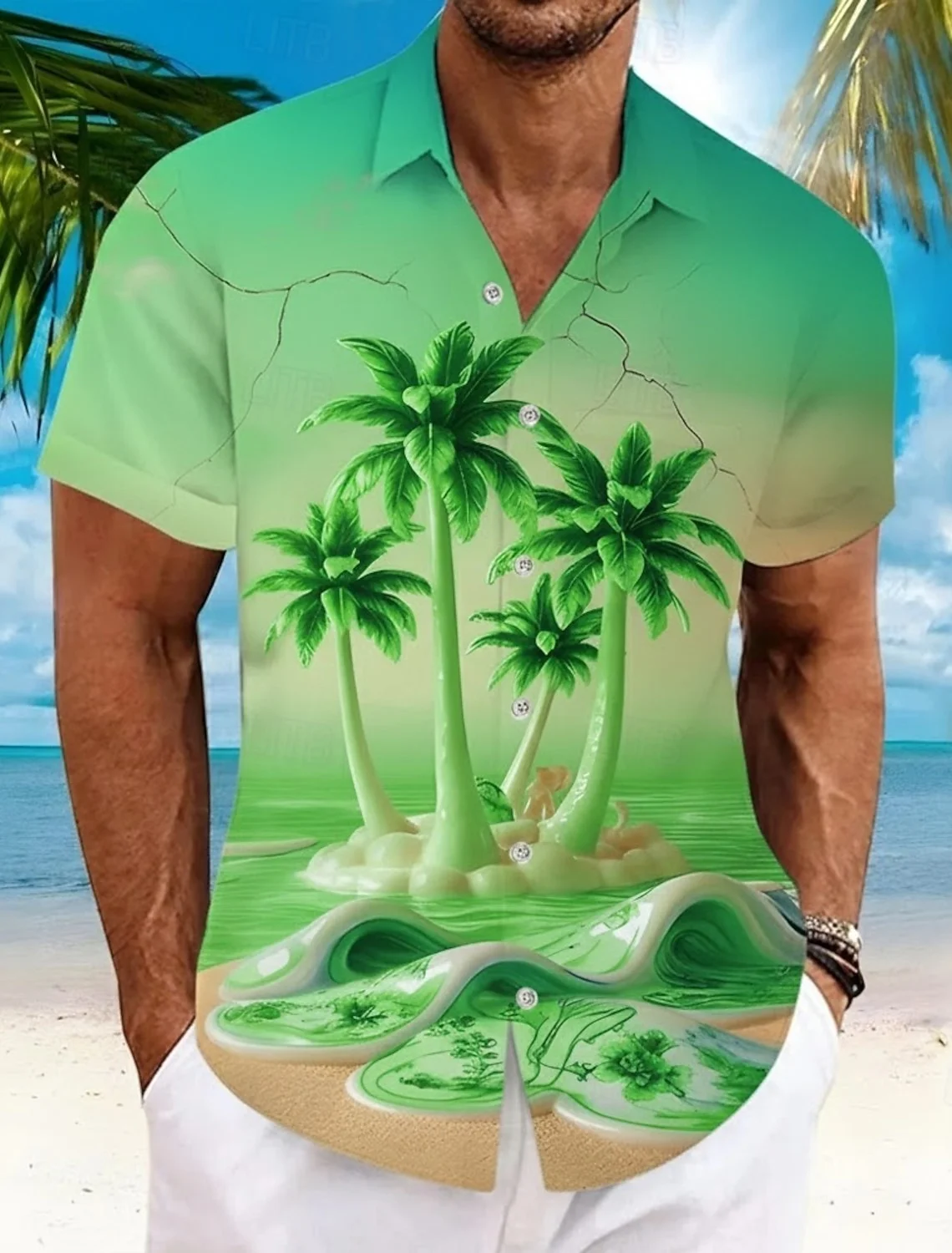 

Men's Coconut Tree Ocean Tropical Plants Summer Hawaiian Shirt Button Up Shirt Aloha Shirt Short Sleeve Holiday Beach Wear