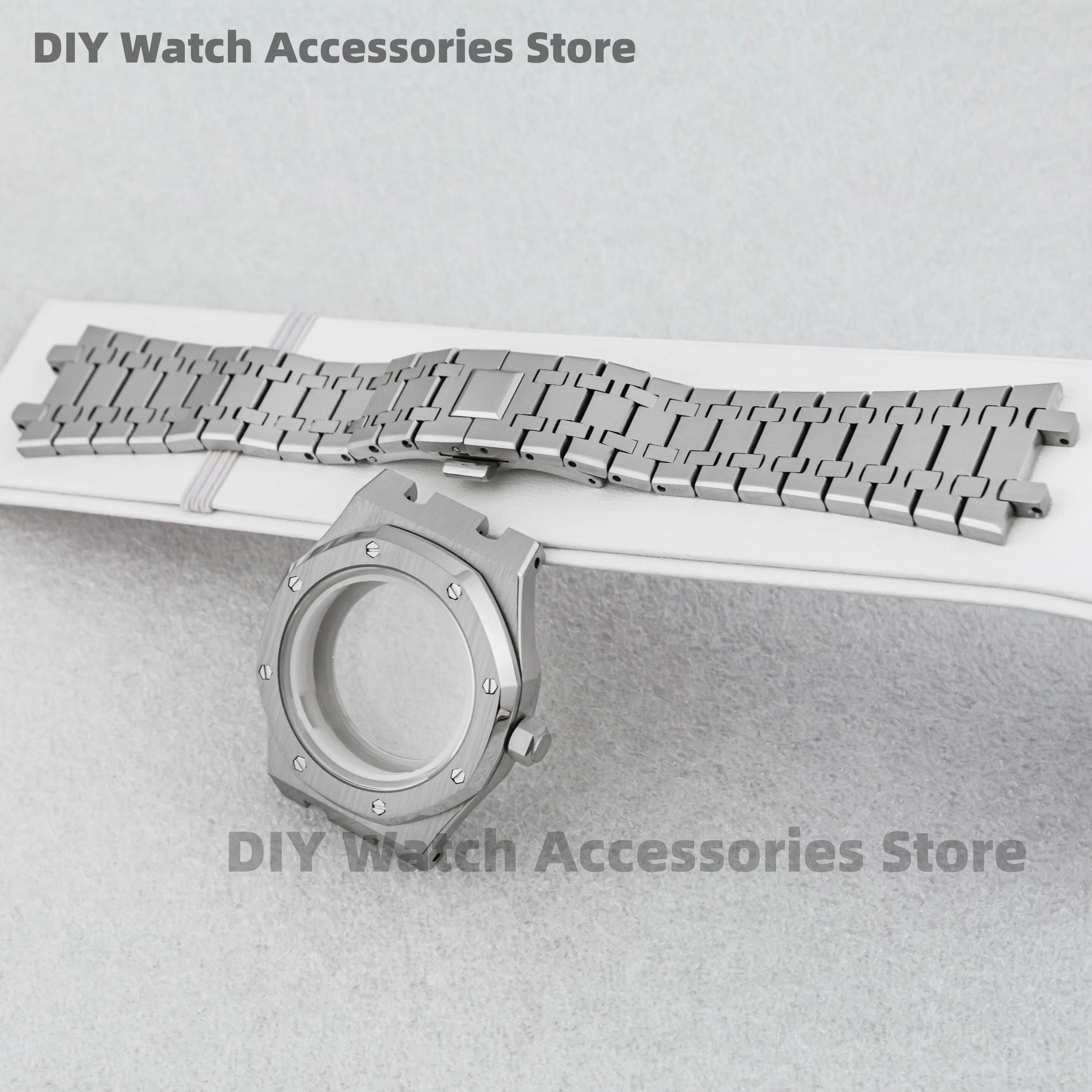 

42mm Watch Case Strap Sapphire Glass Stainless Steel Octagon Case 10ATM Waterproof for Royal NH35 NH36 Movement 31.8mm Dial