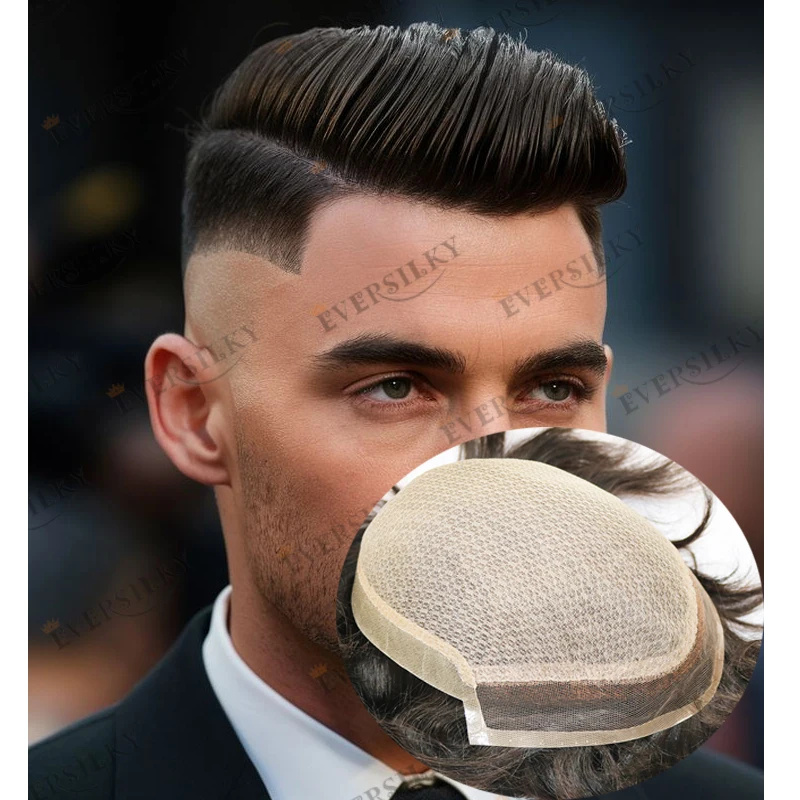 

Необнаружимый кружевной передний шелковый топ, мужские парики из натуральных волос, супер прочная шелковая основа, реалистичная линия волос, мужские парики, шиньоны, протезы