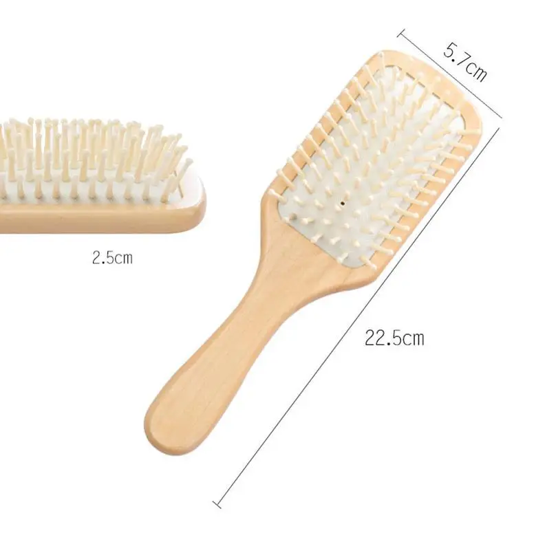 60Pcs New fashion natural high-quality wooden bamboo needle black rubber balloon massage comb anti-heat anti-static comb ni96