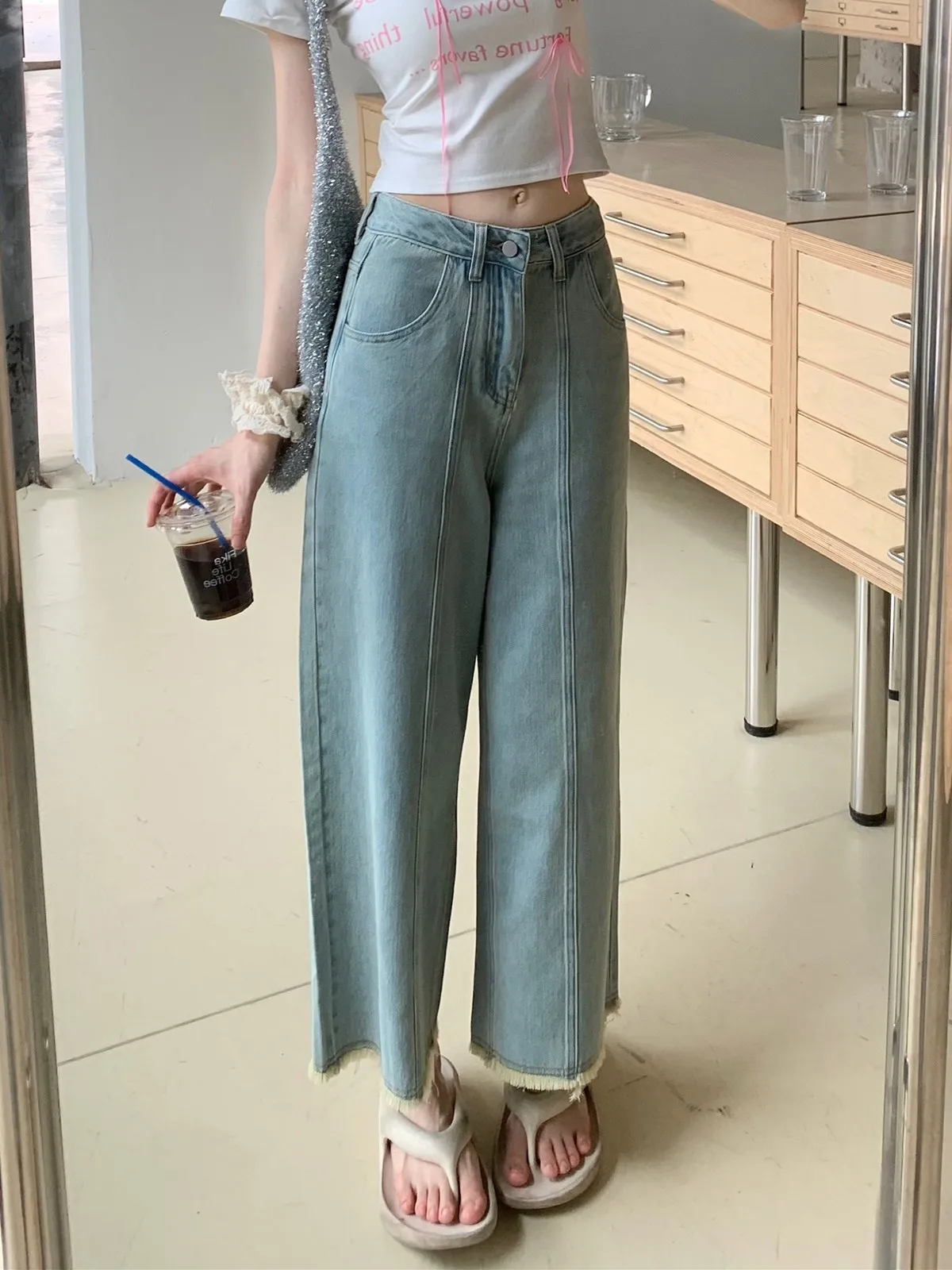 ZHISILAO Classic Wide Leg Straight Jeans Women Vintage Loose Blue Cotton Denim Pants Streetwear Spring Summer 2024