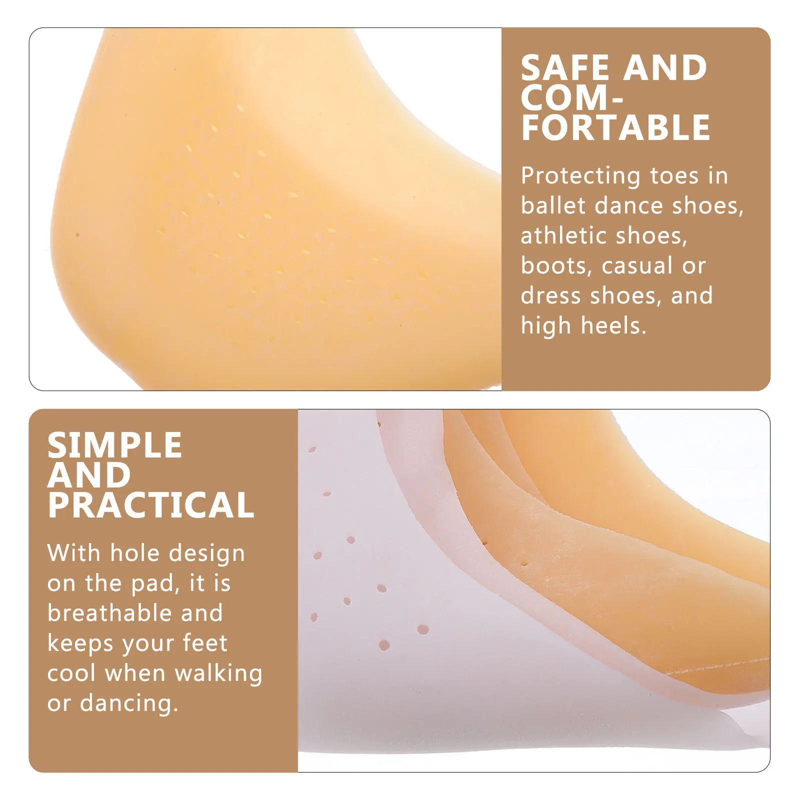 6Pairs Silicone Toe Protectors for Women Breathable Hole Design Reusable Toe Caps for High Heels Ballet Pointe Shoes Athletic
