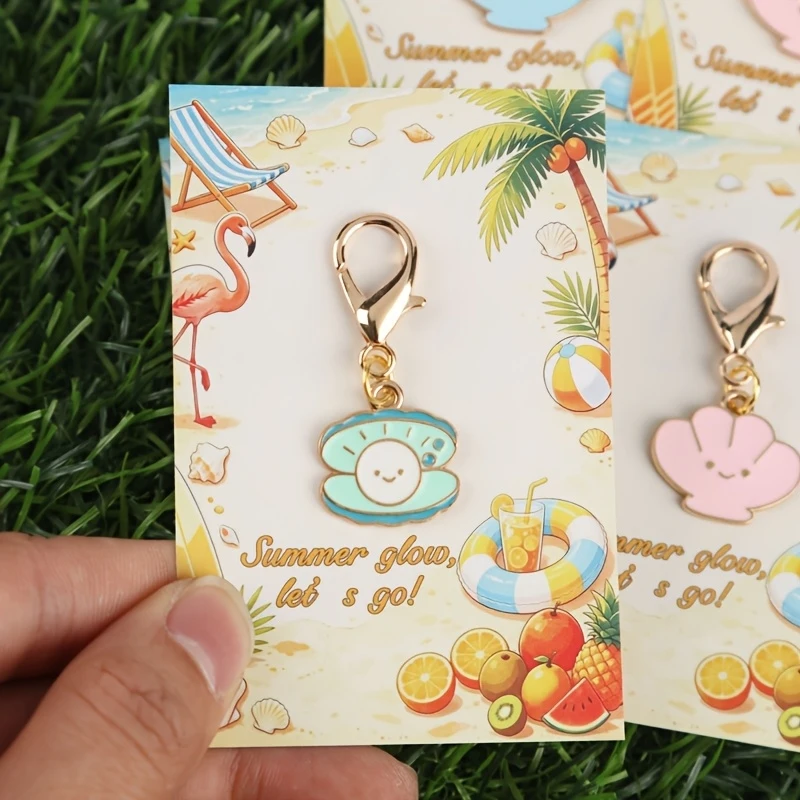 Un cadeau pour lui : ensemble de porte-clés en coquillages de plage 2D (4/8 pièces) « Splendeur estivale », sac de voyage et porte-clés assortis