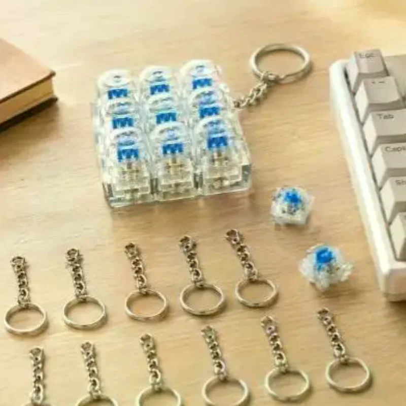 3D Printed Keyboard Fidget Clickers 30Pcs Mechanical Switches 10 Keychains Set Non Toxic Safe for Kids Play Use