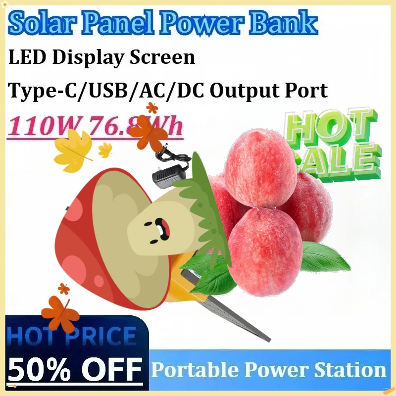 

New 100W Portable Power Station 110V/220V 76.8Wh Solar Generator Mobile Power Station with Solar Panel Power Bank for Camping
