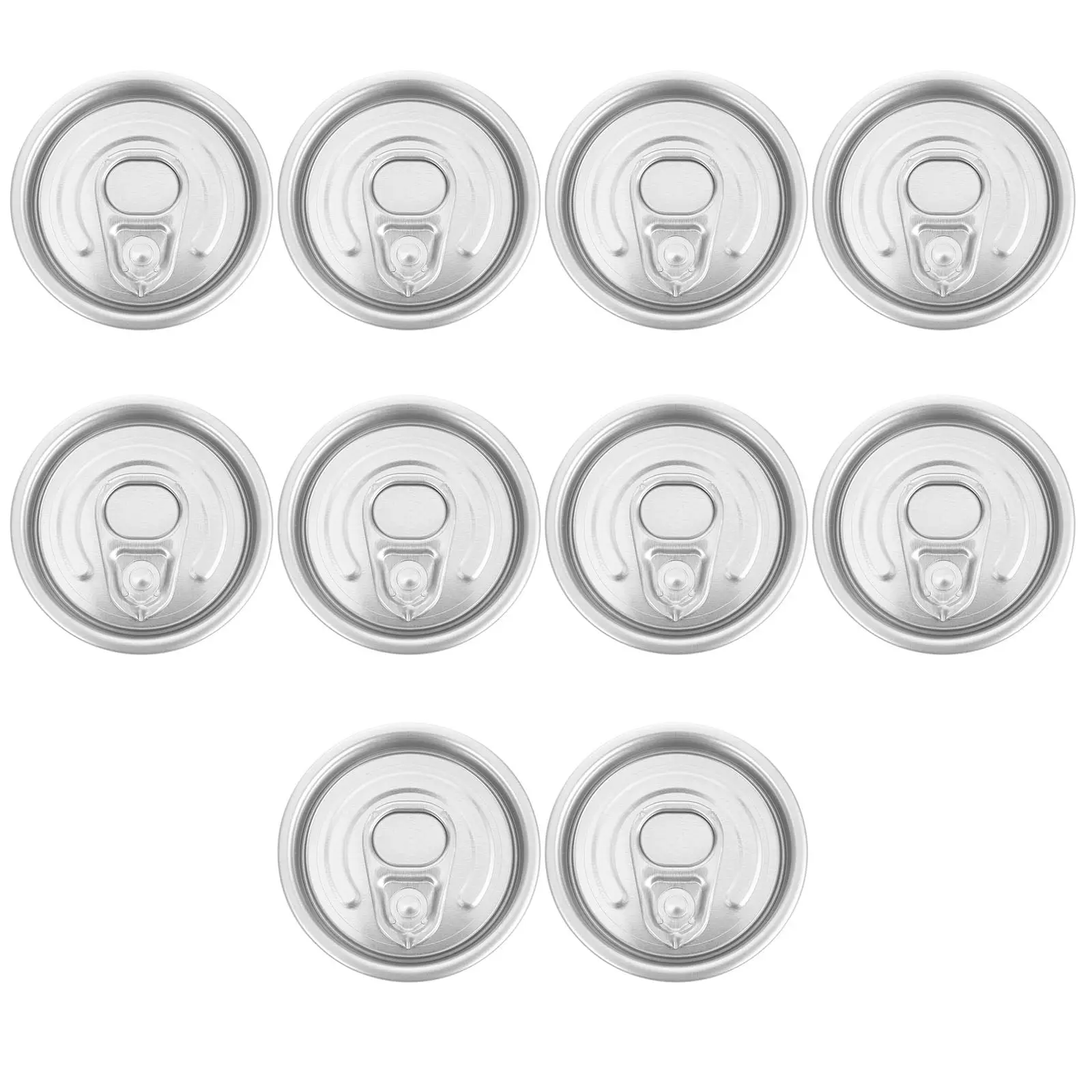 10Pcs Aluminum Can Lids Easy Open Pull Ring Protector Covers for Soda Beer Beverage Cans Wide Mouth Sealing Lid Silver