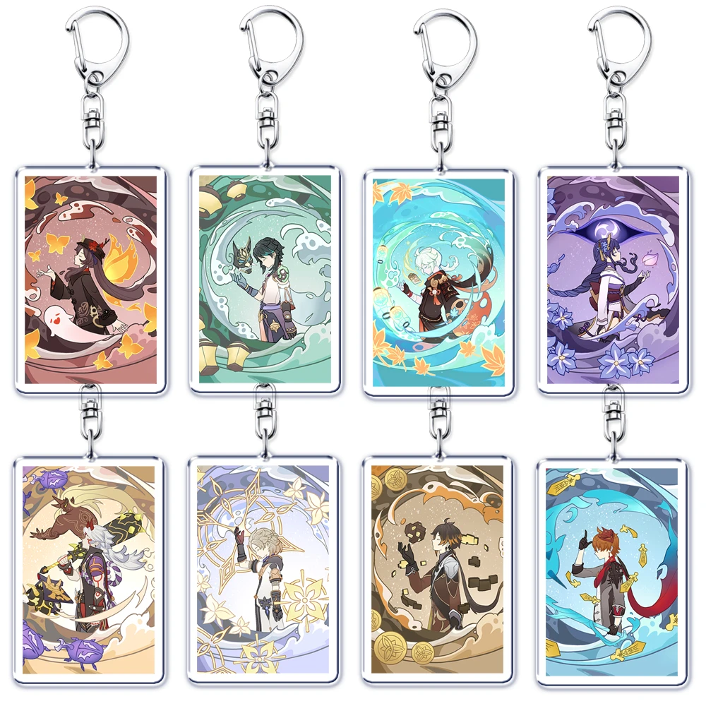 Popular Game Figures Keychains Kazuha Xiao Hutao Keyrings for Accessories Bag Key Chain Ring Jewelry Fans Gamers Gifts