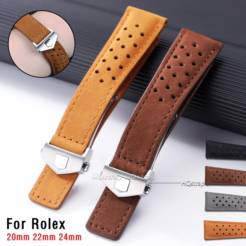 Bracelet de montre en cuir de vachette mat 20mm 22mm 24mm pour Rolex pour Seiko, boucle déployante, bracelet de remplacement universel pour affaires