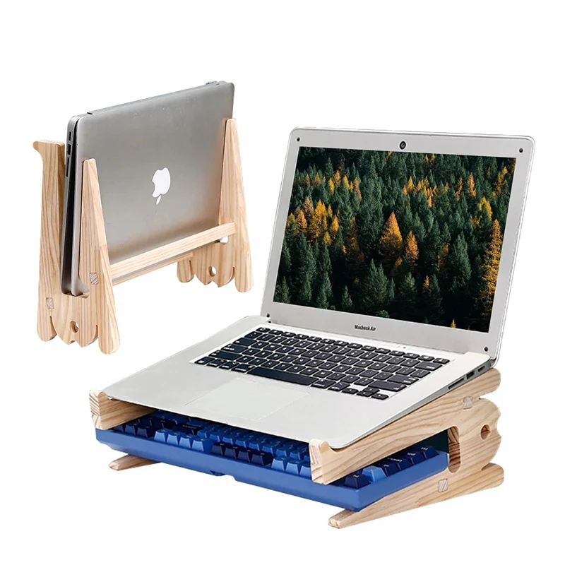 Foldable Laptop Stand Adjustable Portable Notebook Support Computer Bracket Ventilating And Cooling Pc Table Wood Laptop Holder