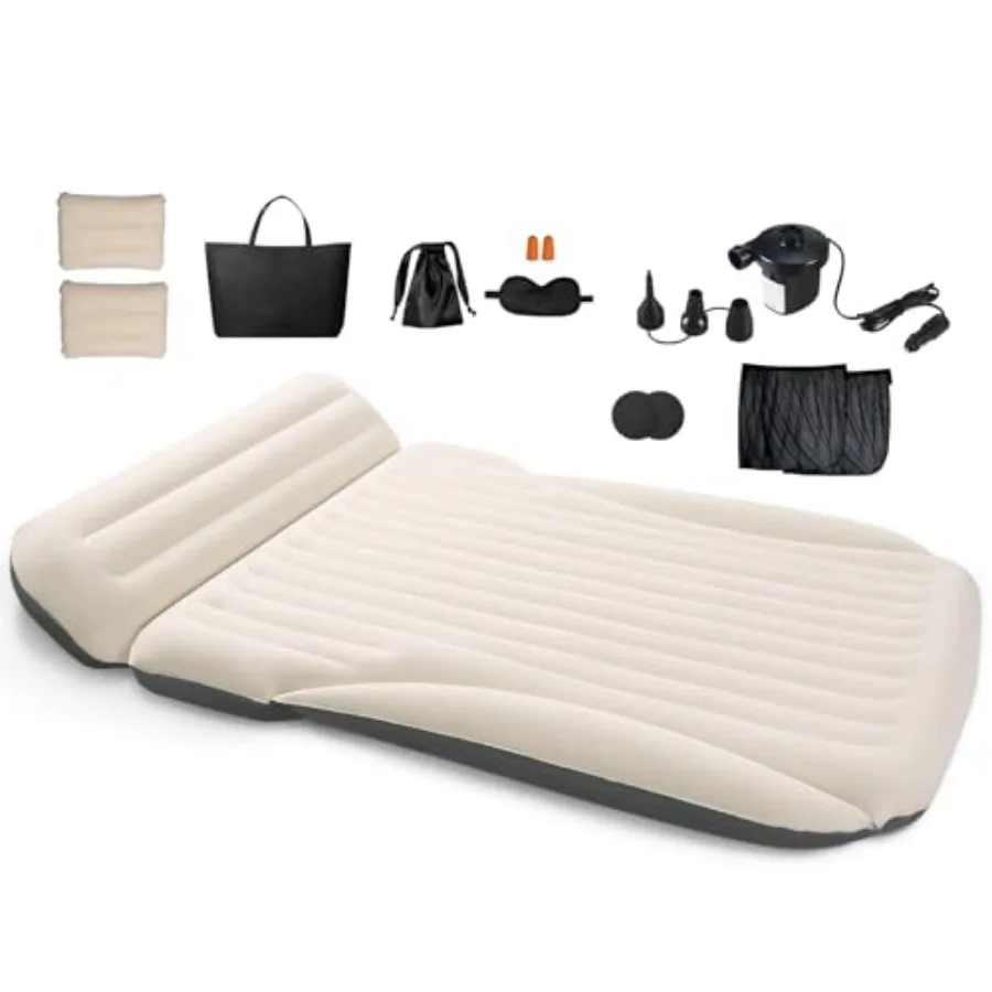 

Car Bed with The Most Complete Sleeping Accessories, Leakproof Durable Car Air Mattress, Pillow and Pump for SUV Minivan Mpv Ro