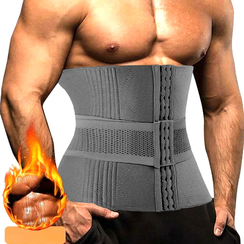 AfruliA Mens Body Modeling Belt Shapers Workout Tummy Control Shapewear Slimming Waist Trainer 16 Steel Bones Firm Pulling Strap