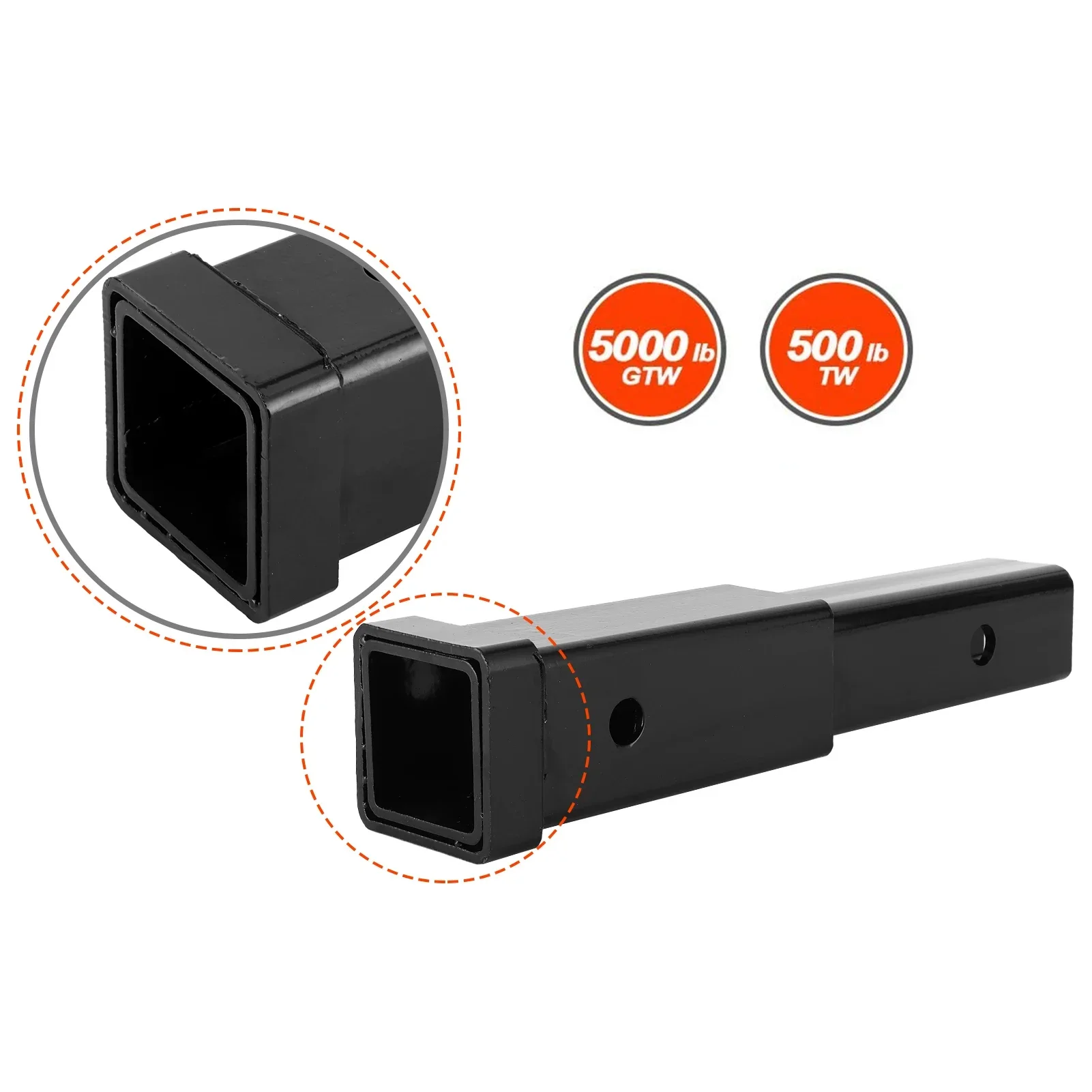 12in Trailer Hitch Extension 5000lbs Towing Extender Steel Square Tube For Class 3/4 2in Receiver