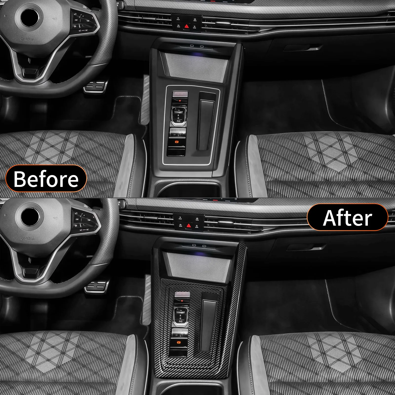 ABS Carbon Fiber Center Console Trim Panel Cover for VW Golf 8 MK8 GTE GTD R-Line LHD Interior Dashboard Gear Shift Decoration view 6
