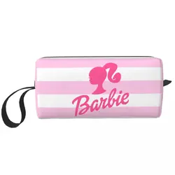 Custom Travel Barbie Logo Toiletry Bag Kawaii Cute Cosmetic Makeup Organizer Women Beauty Storage Dopp Kit Case