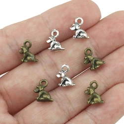 20 Pieces 8mm*10mm Antique Silver Plated Double side 3D Small Cute Dog Charms For Jewelry Making Charm Wholesale