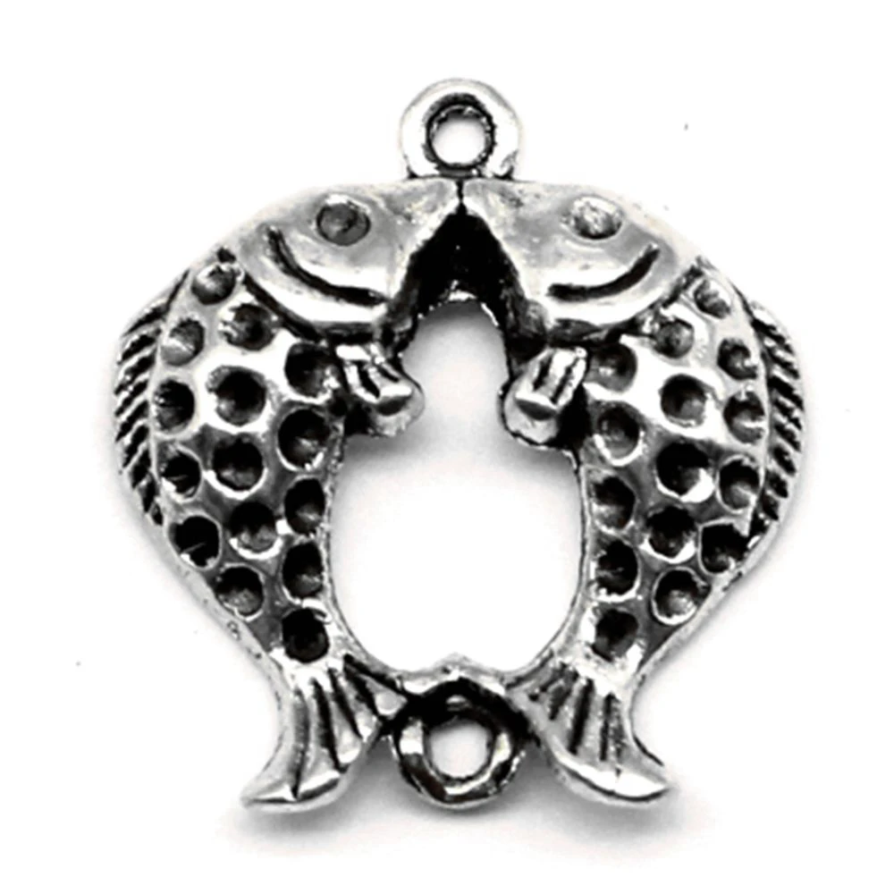 10pcs 20x23mm Fish Charms Pendant For Jewelri For Crafts Jewelri Antique Silver Color