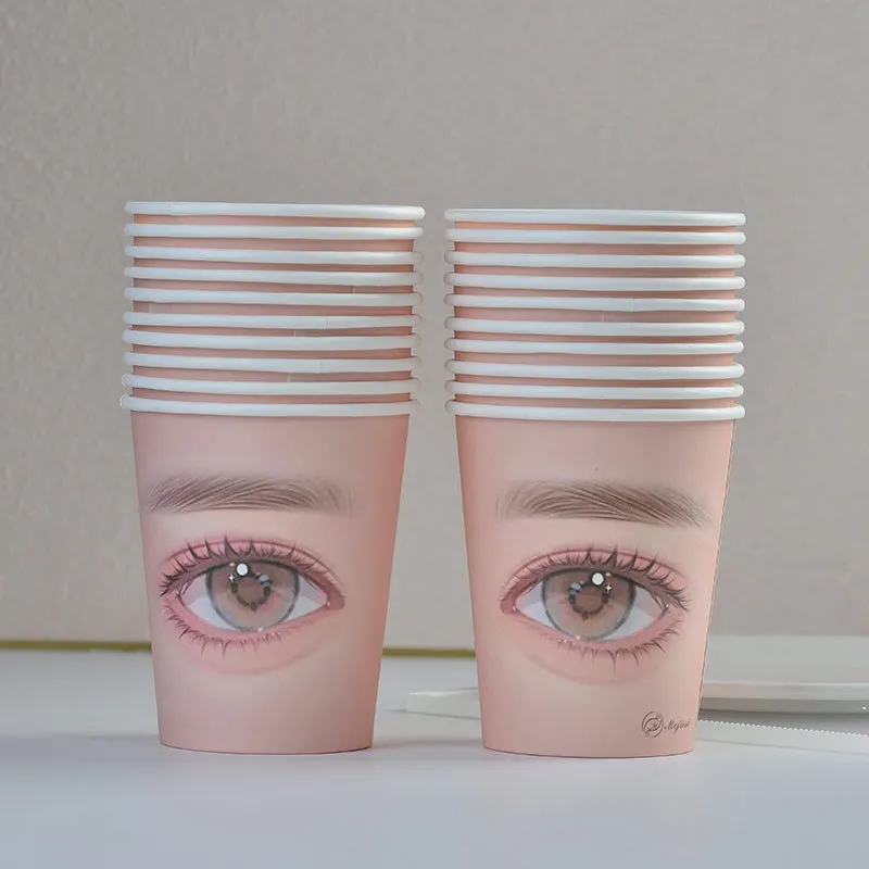 20Pcs Eyelash Extension Practice Paper Cup Grafting Lashes Training Lash Holder Paper Cups False Eyelashes Style Display Aids