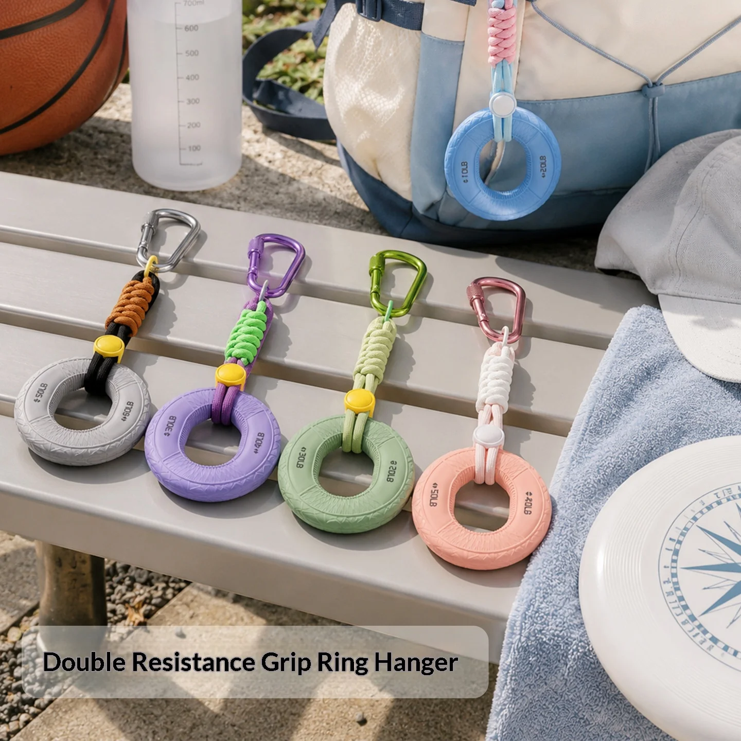 Multifunctional Portable Silicone Grip Strength Ring Keychain Unisex Stress Relief Hand Fitness Trainer Backpack Keyring Decor