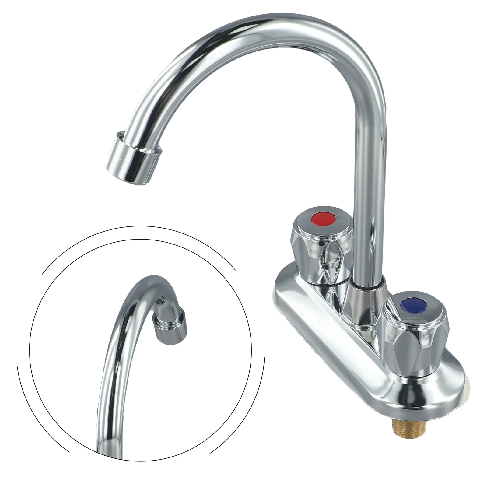 Two Hole Double Handle Countertop Faucet Hot And Cold Water Mixer Metal Handle Faucet For Kitchen Bathroom