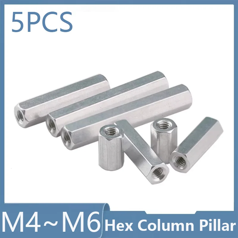 5Pcs Hex Column Pillars M4 M5 M6 304 Stainless Steel Motherboard Standoffs Hexagonal Board Rack Spacing Screw Bolts Spacer