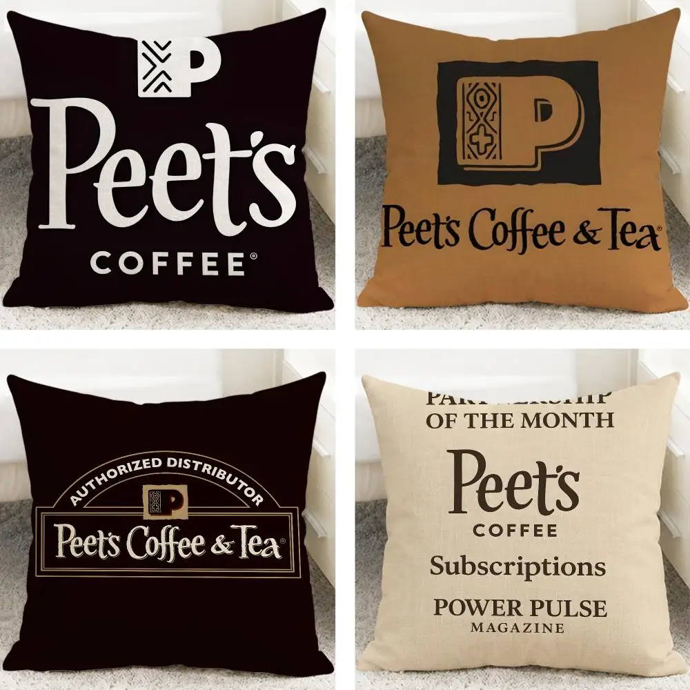 Brand Peets Coffee Cushion Cover Cushion Covers Natural Linen Breathable Sofa Bedroom Decor Pillowcase