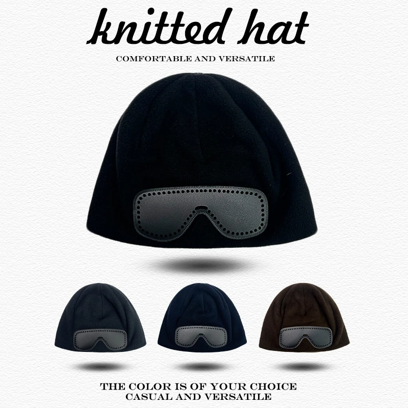 Теплые уличные модные флисовые рыбацкие шапки, персональные универсальные простые уличные новые мужские и женские очки в стиле ретро с нашивками, вязаные шапки