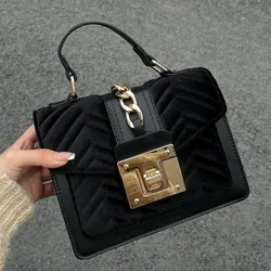 Luxury Simple Velvet women Flap Crossbody Shoulder Bags Small Winter Fashion Casual Handbags and Purses chain messenger bags