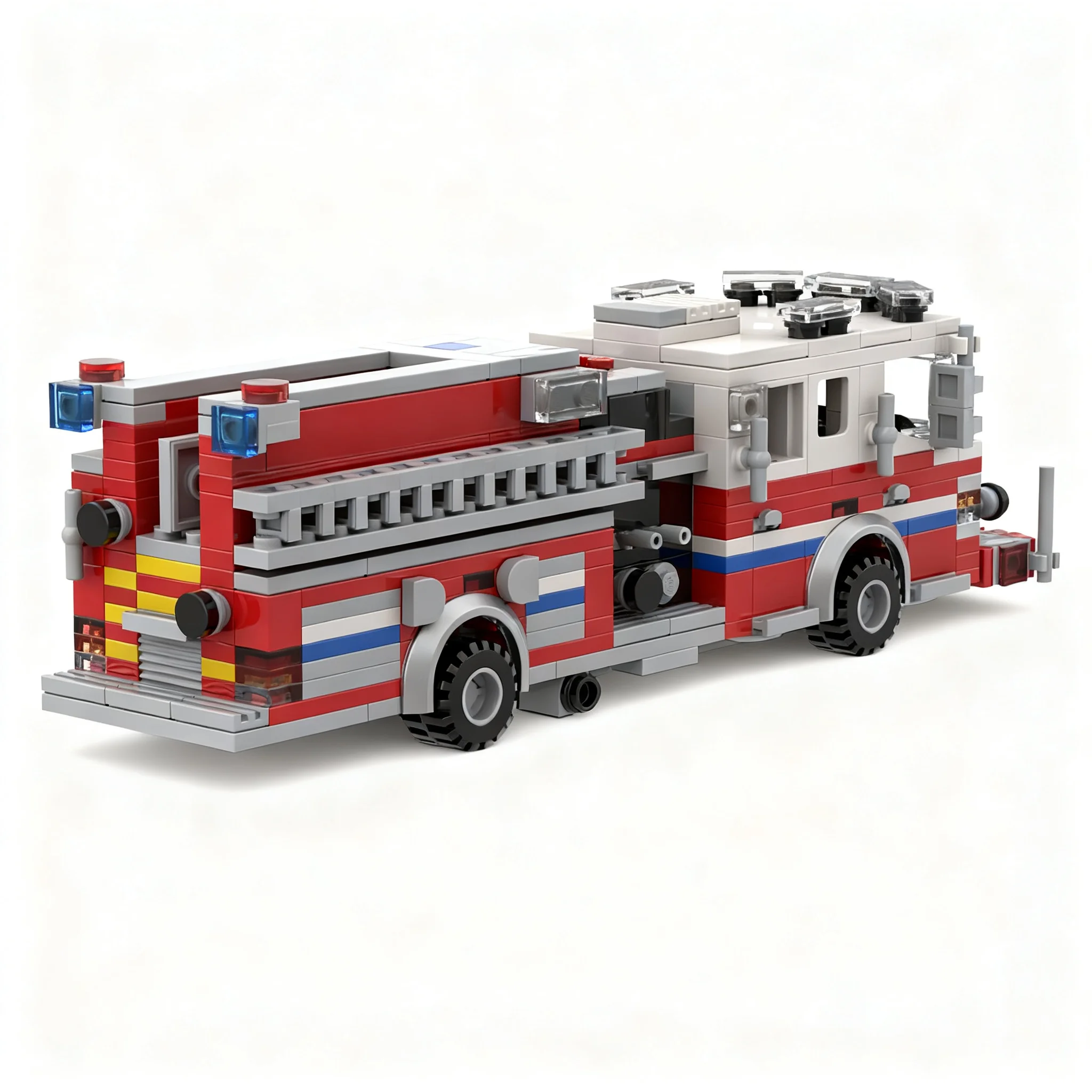 459pcs MOC Cars Fire Truck Patterson Engine Model Building Blocks Toy Art Brick Assemble Creative Education Display DIY Birthday