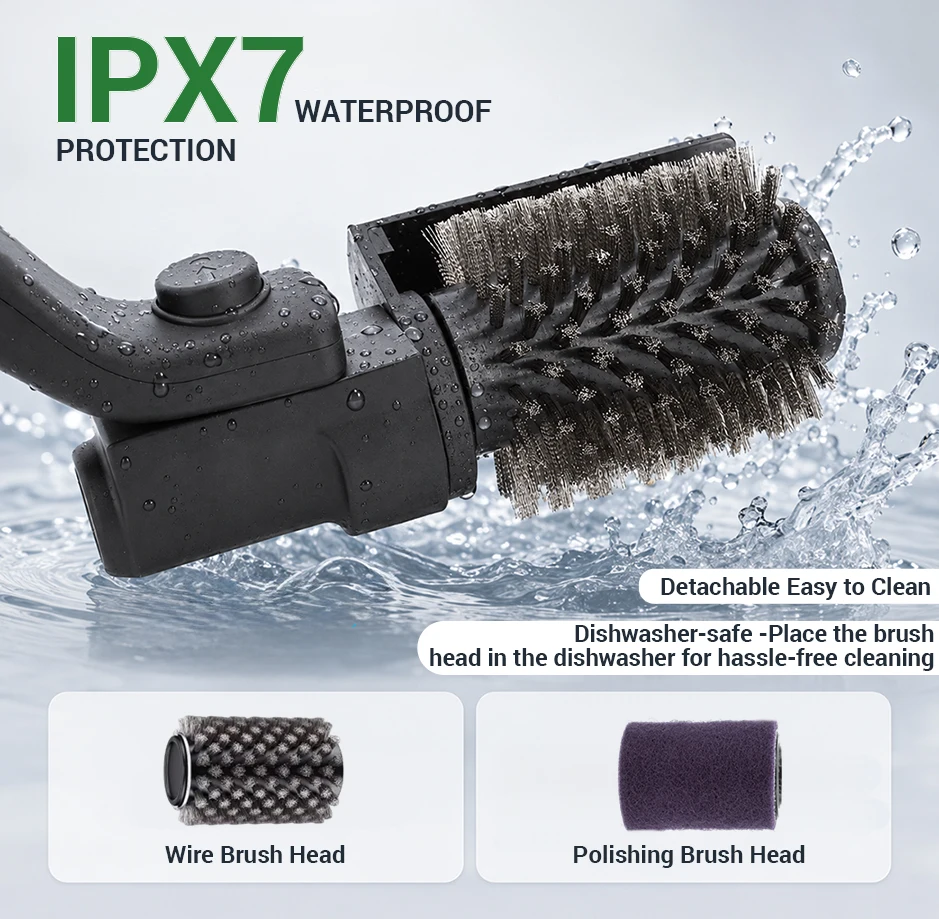 Electric Grill Brush, Multifunctional High Torque Grill Brush with 3-Speed Modes, 20kg Max Torque BBQ Cleaner Safe for Porcelain Cast Iron Stainless Steel, Reinforced Steel Bristles