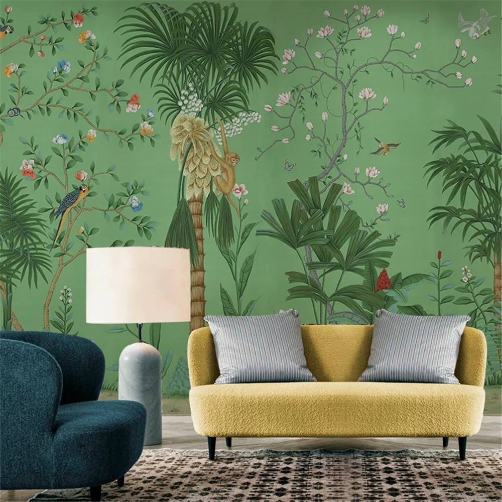 

Custom Nordic tropical plants flowers and birds murals wallpapers for living room sofa background 3D wallpaper for walls bedroom