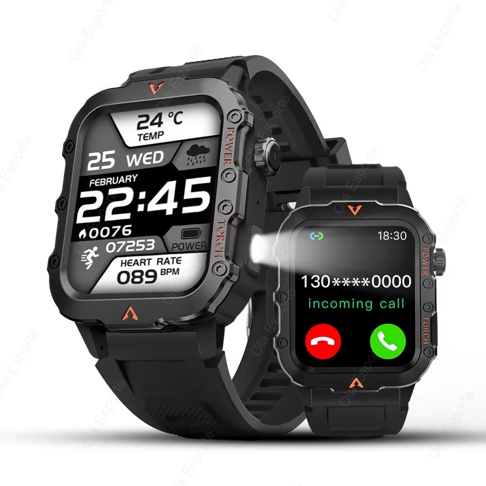 New 1.71-inch Bluetooth Voice Call smartwatch Heart Rate Blood Oxygen Monitor LED Flashlight Outdoor Sports Fitness Smart Watch