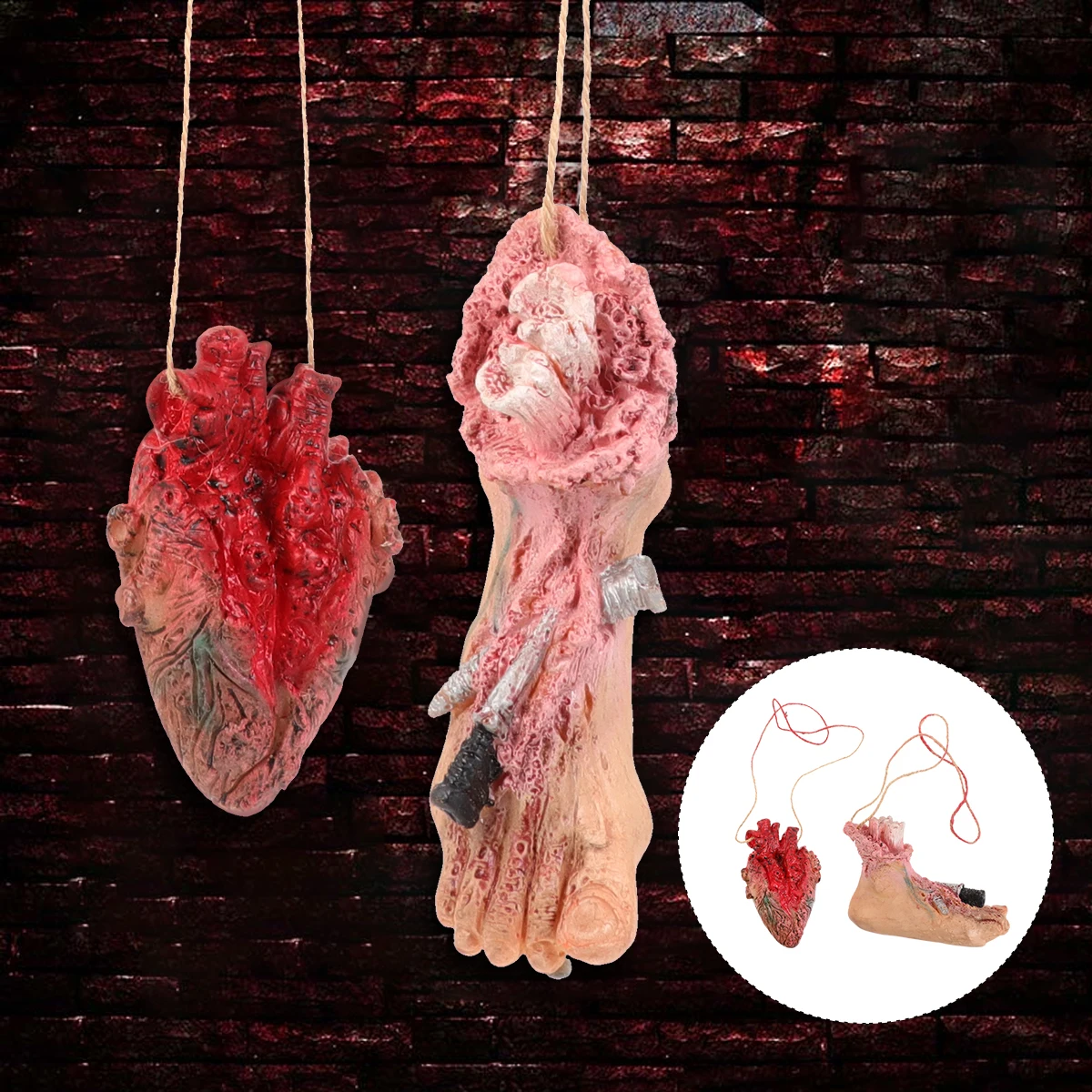 Decorazione di Halloween Ciondolo per organo umano simulato Decorazioni Puntelli Parte del corpo grigia realistica
