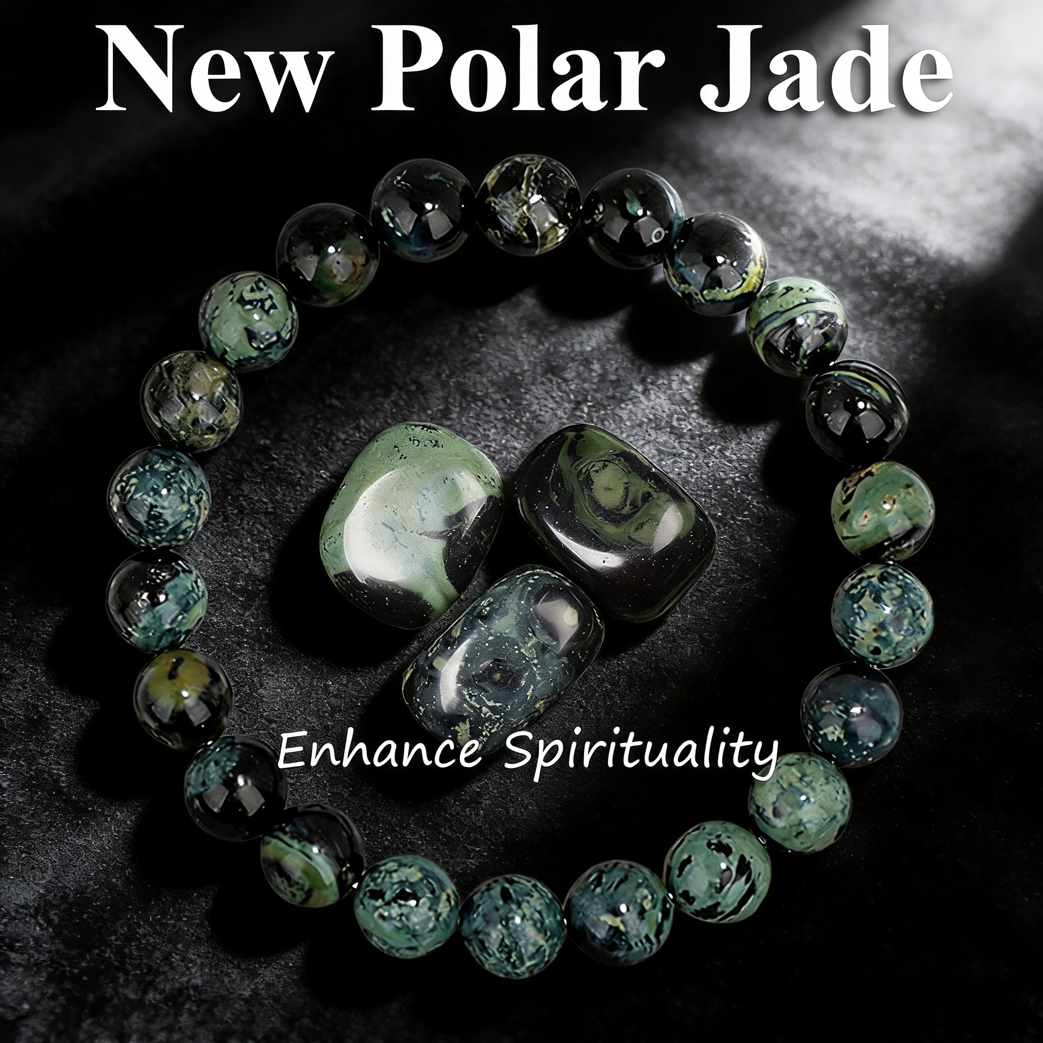 Beaded Bracelet Men Women New Polar Jade Natural Stone 6 8 10mm Healing Crystal Reiki Vitality Charm Protection Balance Bracelet