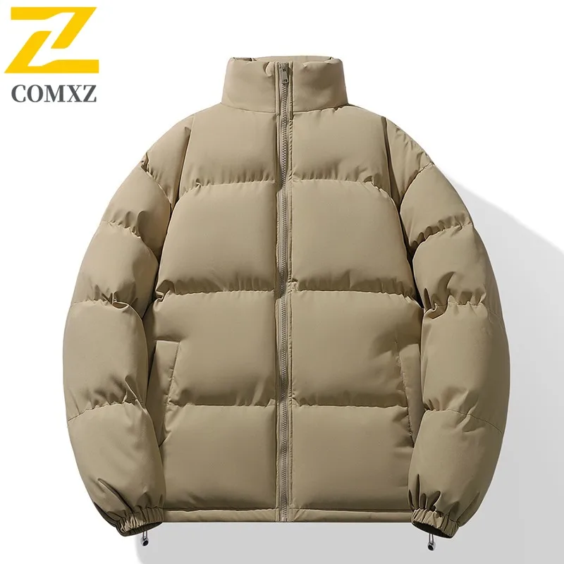 

COMXZ Cold Proof Quilted Jacket Solid Color High Quality Warm Stand Collar Work Padded Jacket Snow Thickened Men Winter Jacket
