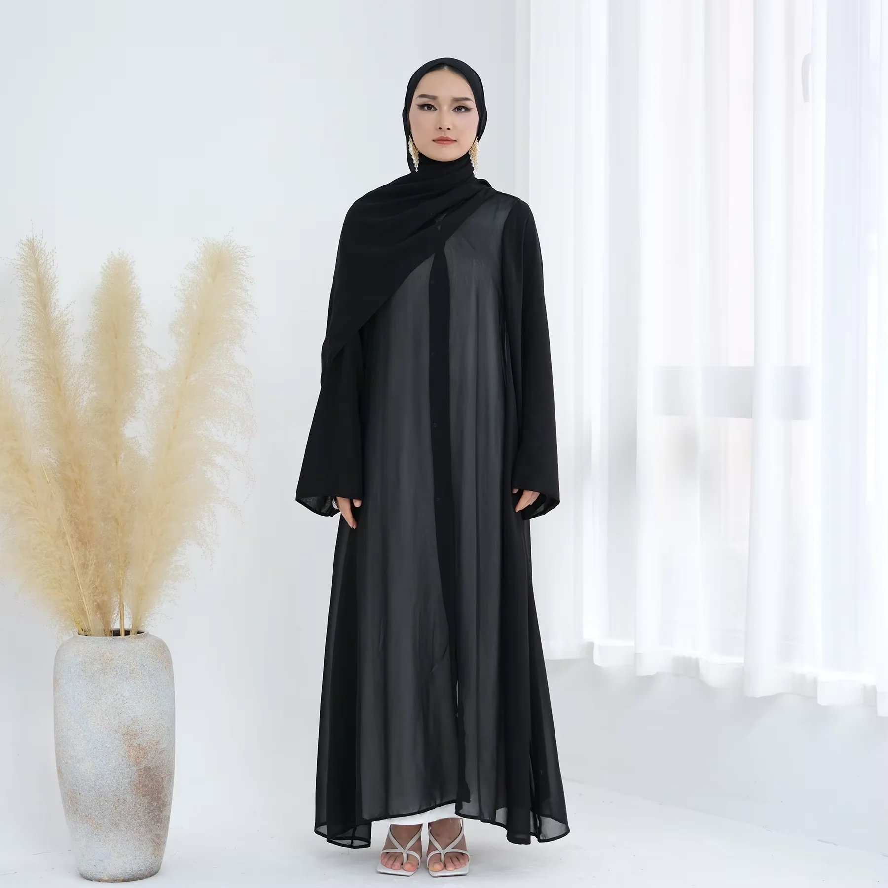

Luxury Women Muslim Hijab Dress Dubai Open Abaya Turkey Kaftan Modest Islam Clothing Chiffon Kimono Cardigan Kebaya Jalabiya New
