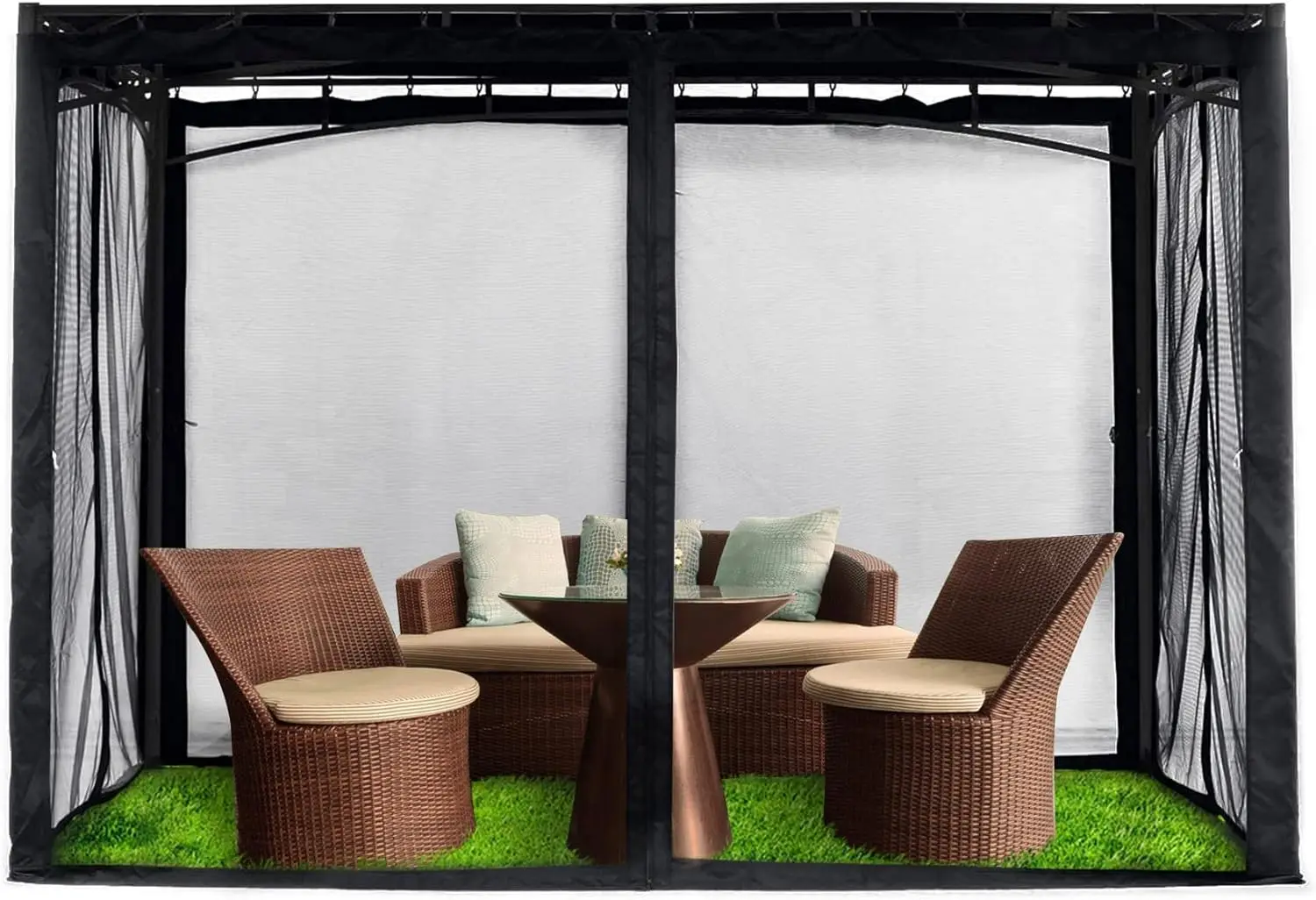 

Mosquito Netting Outdoor Screen House Tent Screen Wall with Zipper for Camping, Patio, 10x 10 Gazebo and Tent (Black)