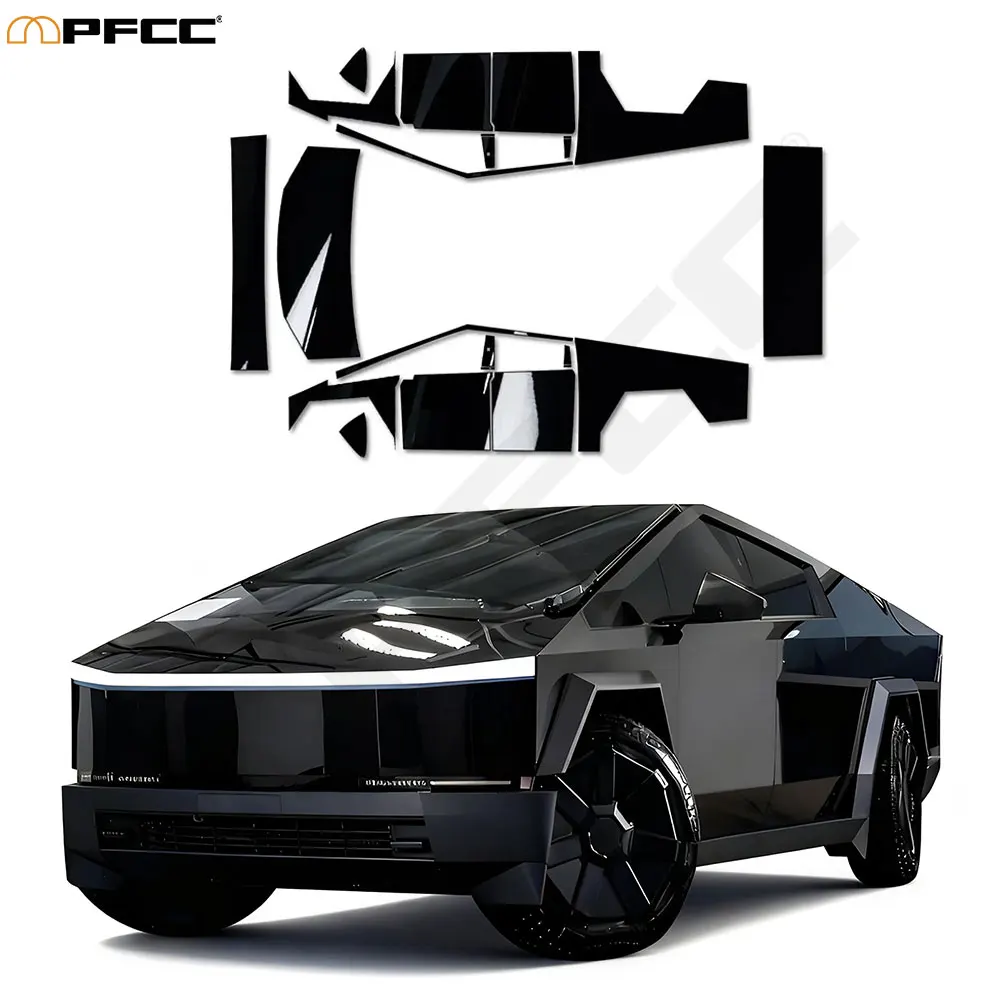 

Для Tesla Cybertruck 2025 2026, матовая черная виниловая пленка, предварительно вырезанная пленка для кузова автомобиля, меняющая цвет, антикоррозийная автомобильная пленка из углеродного волокна