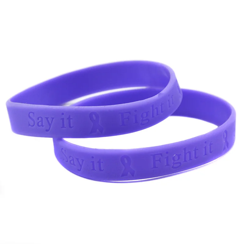 1 Stück/6 Stück geprägtes Silikon-Armband mit der Aufschrift „Say It, Fight It, Cure It“ zur Förderung der Aufmerksamkeit für Brustkrebs – Detail 7