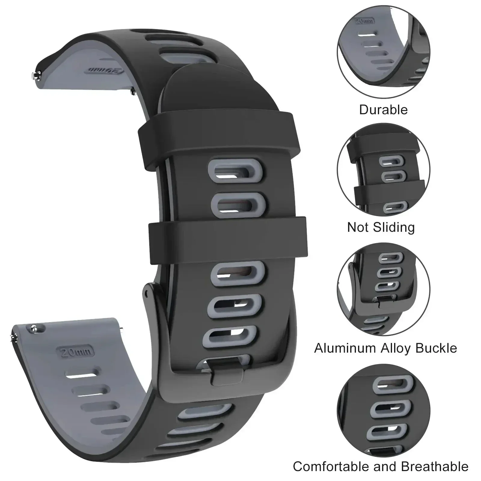 20mm 22mm Two-color Silicone Strap For Garmin Forerunner 965 55 165 265 265 Music Bracelet Band For Garmin Vivoactive5 4 Correa