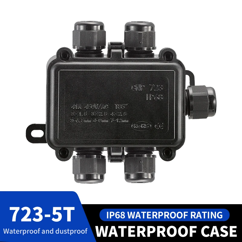JINH Five Way Outdoor Waterproof IP68 Cable Connector Junction Box With Terminal Blocks for LED  PC Plastic Shell and Terminals