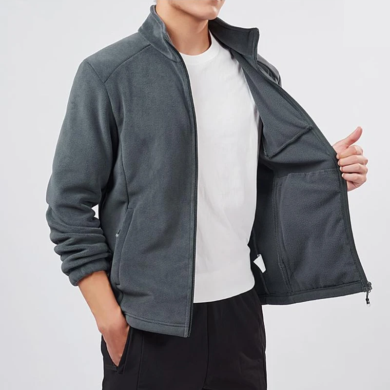 Nieuwe unisex fleece sweatshirt jas winter heren warme fleece jassen koudebestendige bovenkleding heren opstaande kraag fleece gevoerde jas