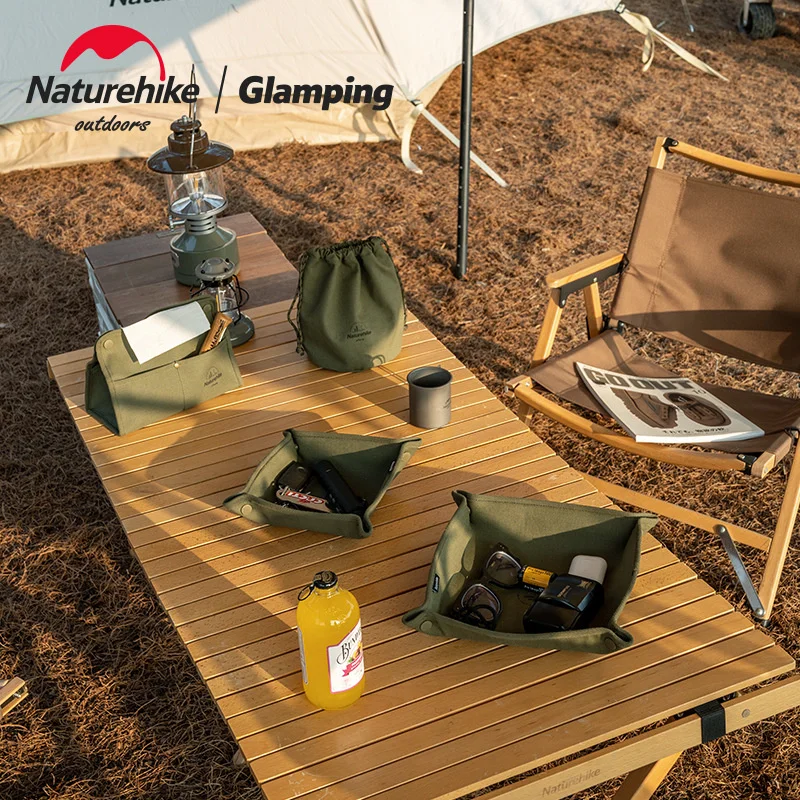 Naturehike New Canvas Outdoor Picnic Tableware Tissue Storage Box Sundries Storage Bag Canvas Tray