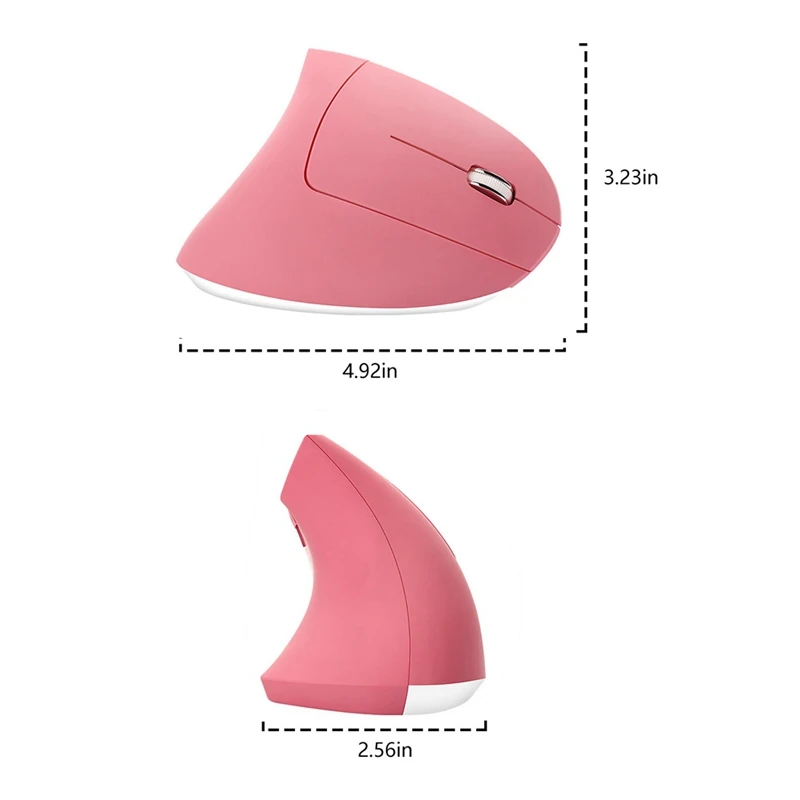 ABVJ-Pink ماوس عمودي لاسلكي خفيف الوزن LED 800/1200/1600 ديسيبل متوحد الخواص قابل للتعديل مريح الفئران حماية المعصم