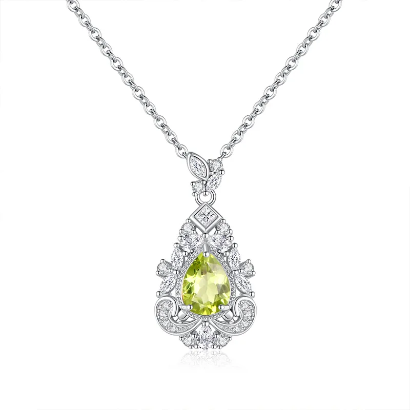 Real 925 Pure Silver Necklace Natural Pendant for Women Topaz Gemstone Gernet Citrine Amethyst Wedding Birthday Gift