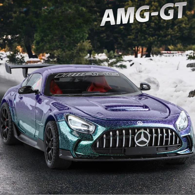 Simulation 1:24 Benz AMG-GT Super Car Model with Sound and Light Collection Diecast Miniature Voiture Home Decor Boy Car Toy