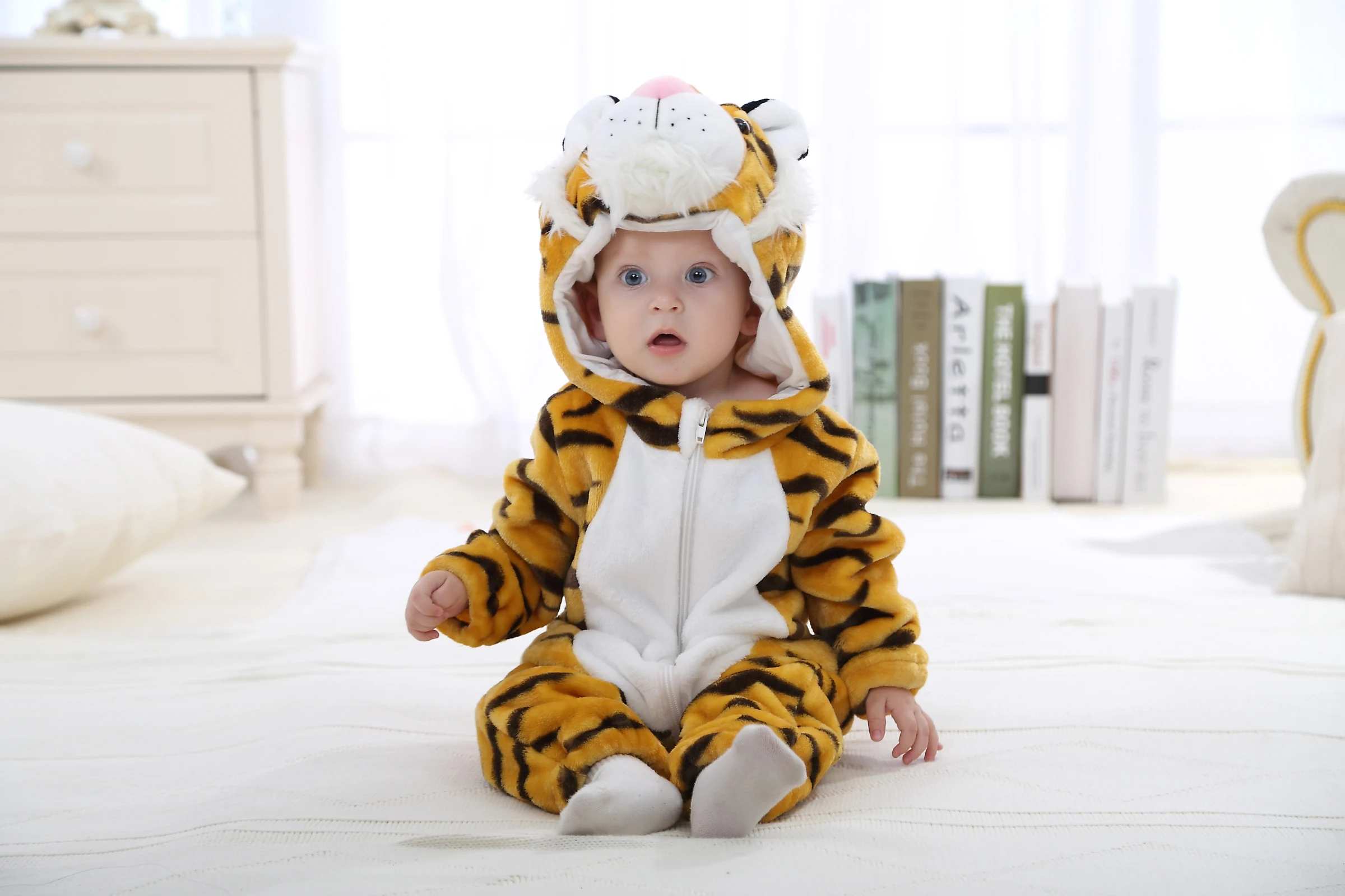 Kigurumi Onesie Pyjama Voor Peuters Kinderen Tijger Dinosaurus Winter Kostuums Voor Kinderen Jumpsiuts Flanel Schattige Baby Romper