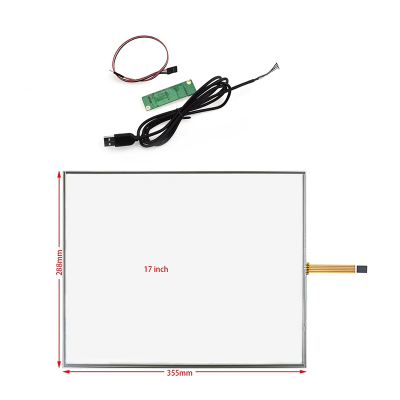 17 Cal ekran + kontroler USB rezystancyjny ekran dotykowy Panel 4 drut USB zestaw paneli dotykowych 355*288mm 288mm * 355mm rezystancyjny