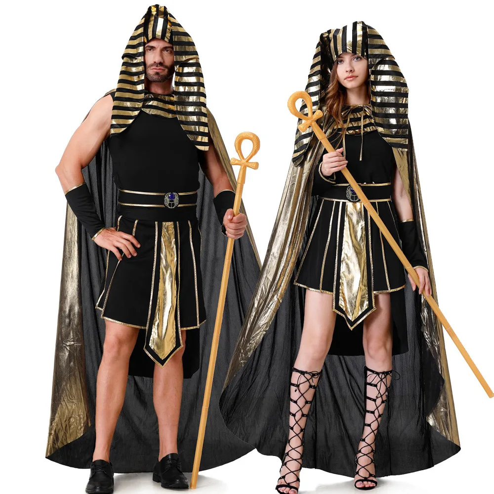 

Halloween Ancient Egypt Egyptian Pharaoh Costume for Men King Cleopatra Queen Cosplay Carnival Party Medieval Couple Party Dress