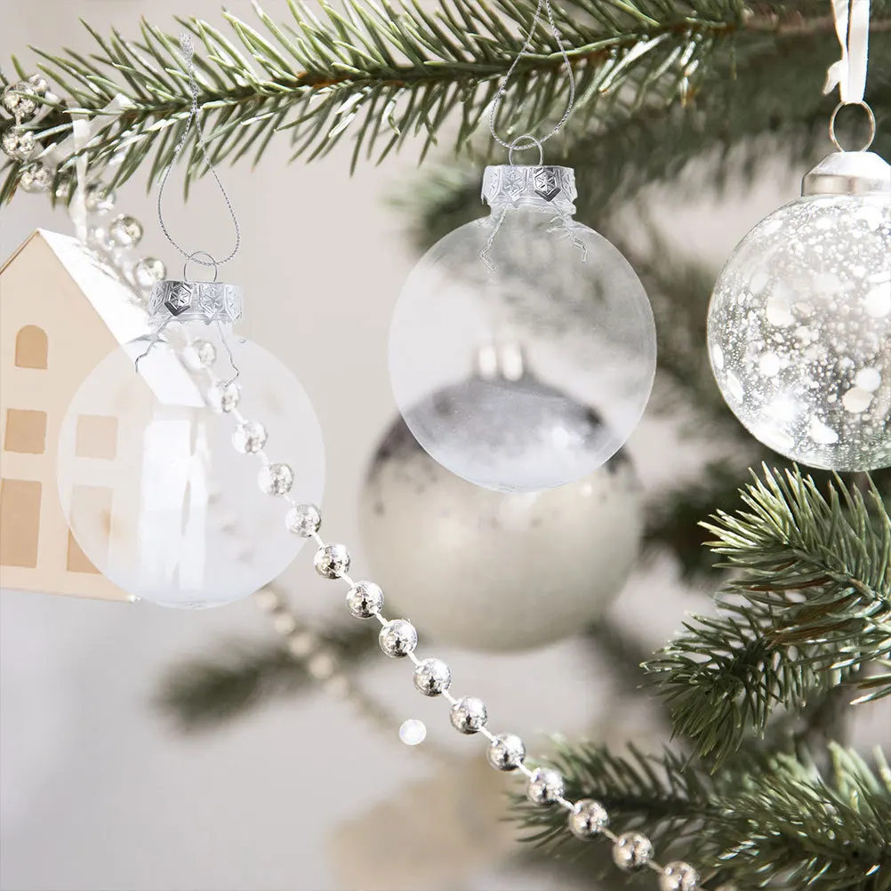 

24Pcs Clear Plastic Fillable Christmas Ornaments Flat Oval Transparent Baubles for DIY Holiday Party Crafts Clear Baubles